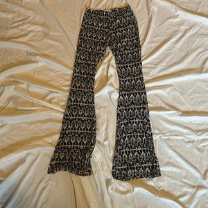 Spandex cotton blend patterned flare pants